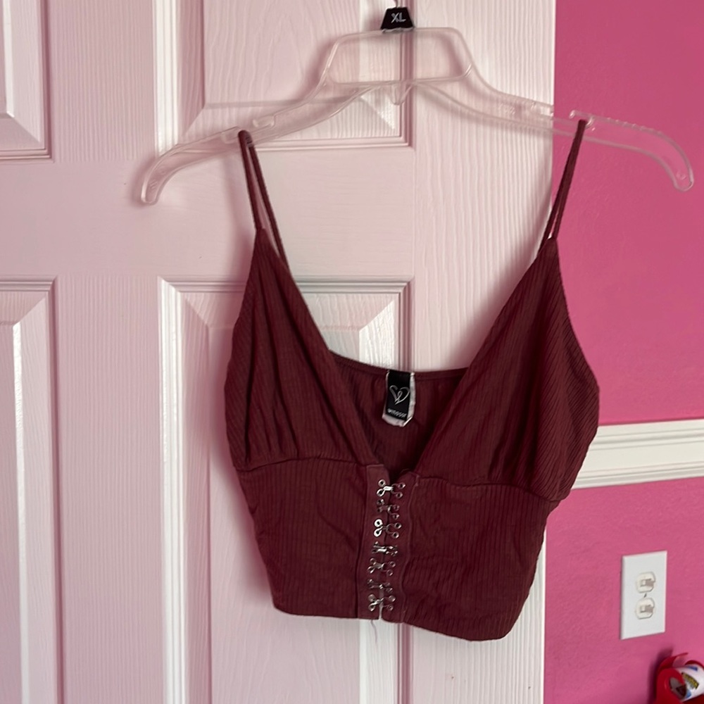 Burgundy medium crop top super cute